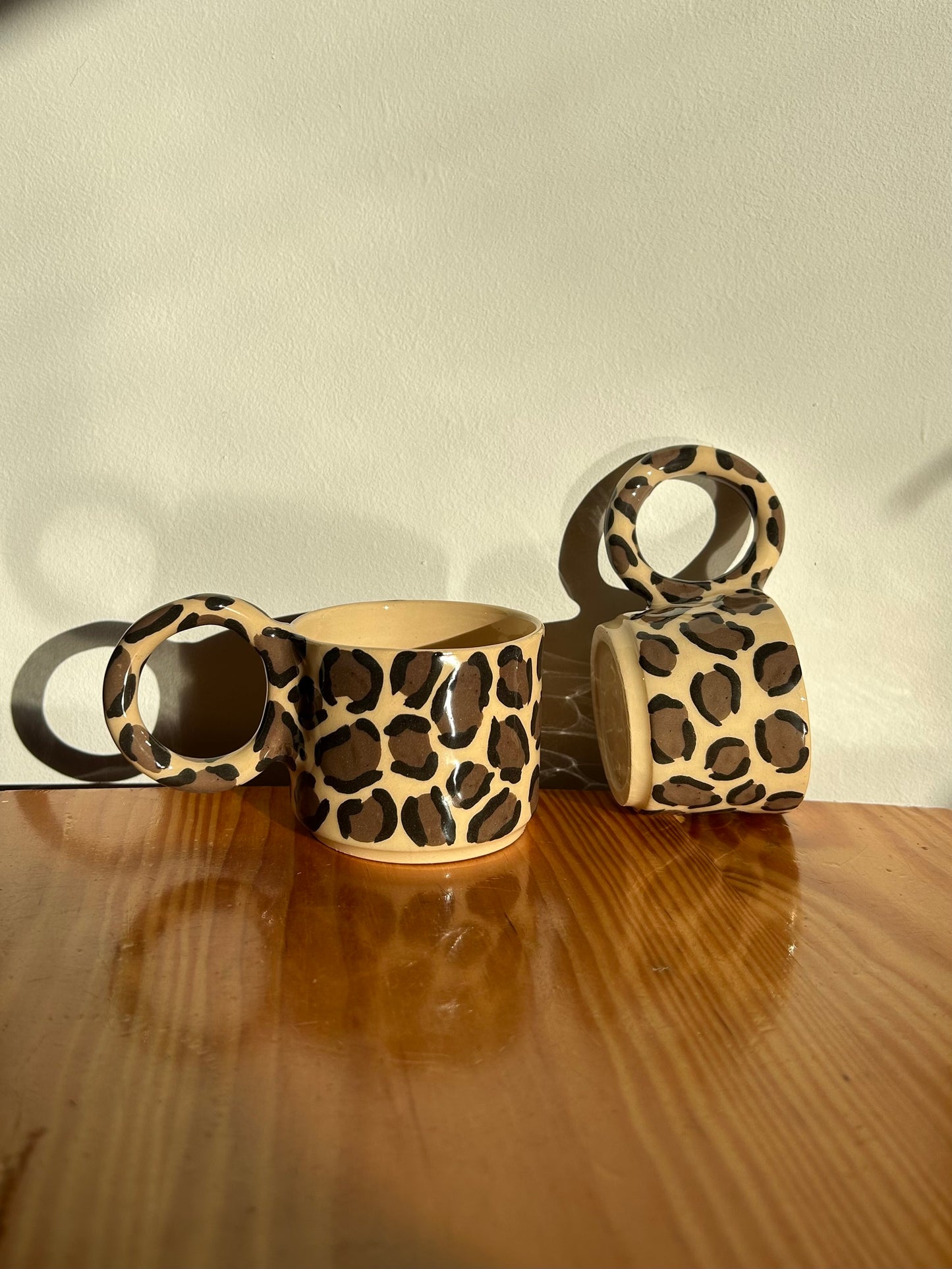 Handmade Leopard Print Ceramic Espresso Cup – Small Boho Coffee Cup | Artisan Pottery Gift