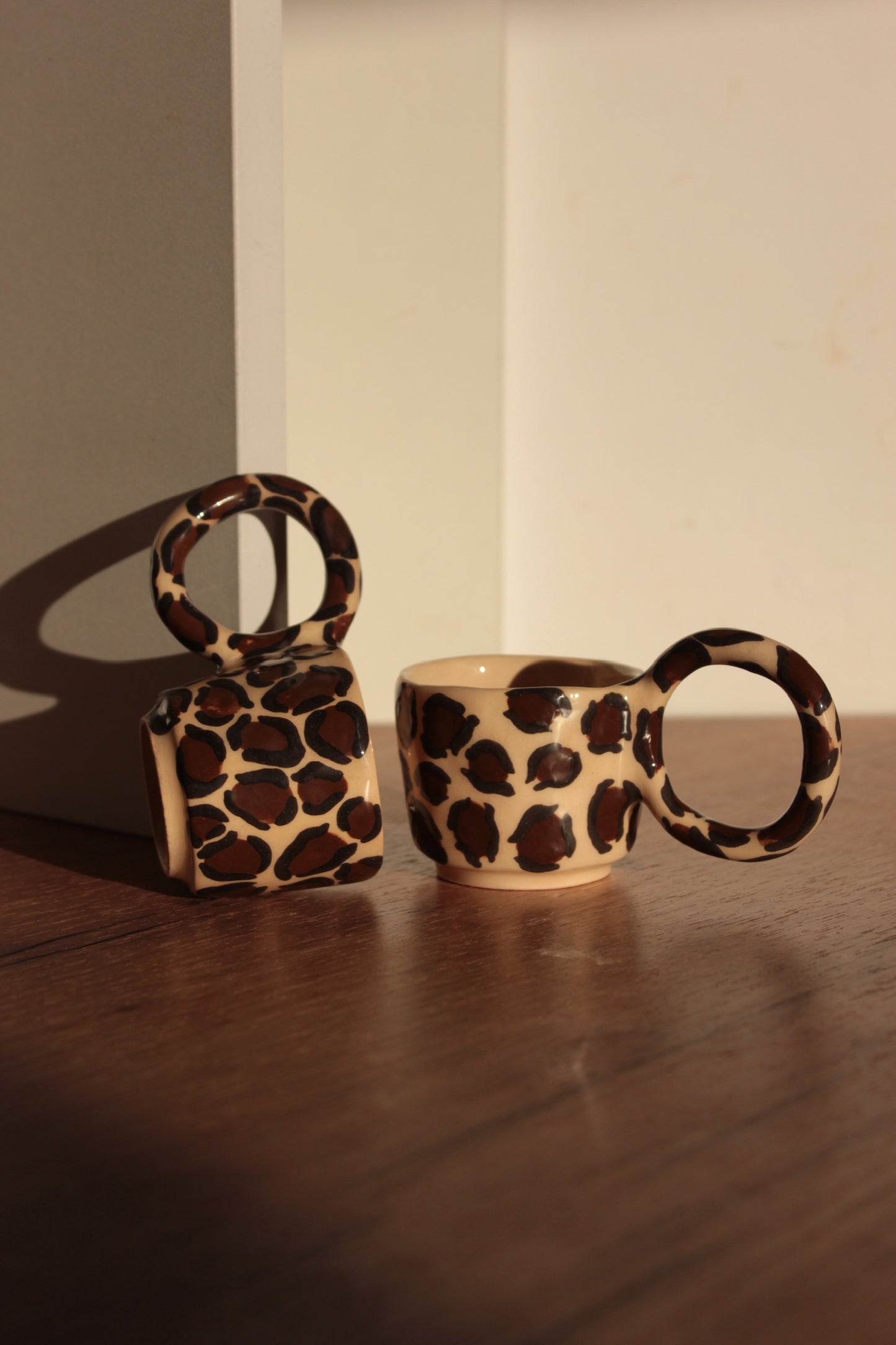 Handmade Leopard Print Ceramic Espresso Cup – Small Boho Coffee Cup | Artisan Pottery Gift