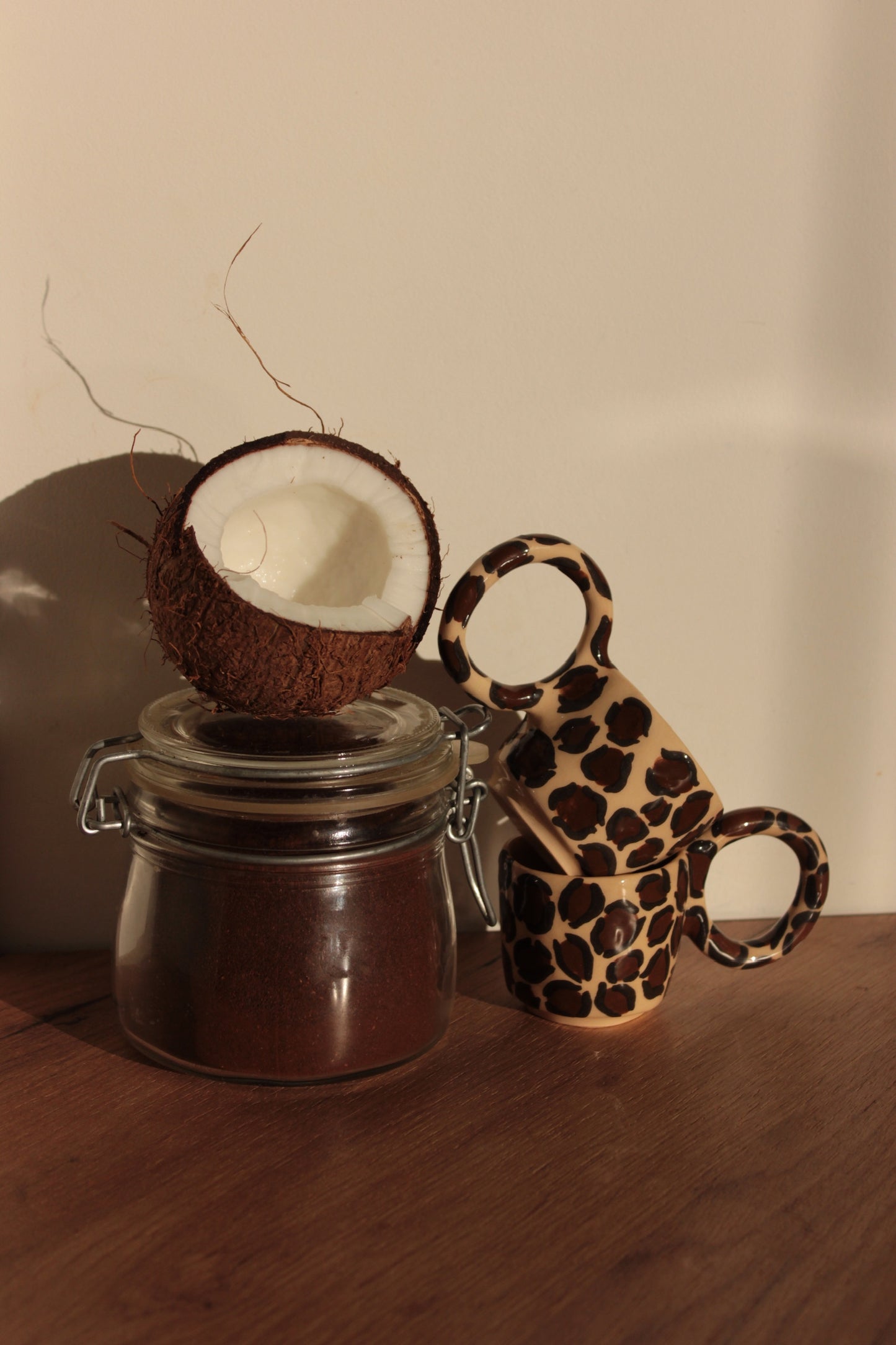 Handmade Leopard Print Ceramic Espresso Cup – Small Boho Coffee Cup | Artisan Pottery Gift