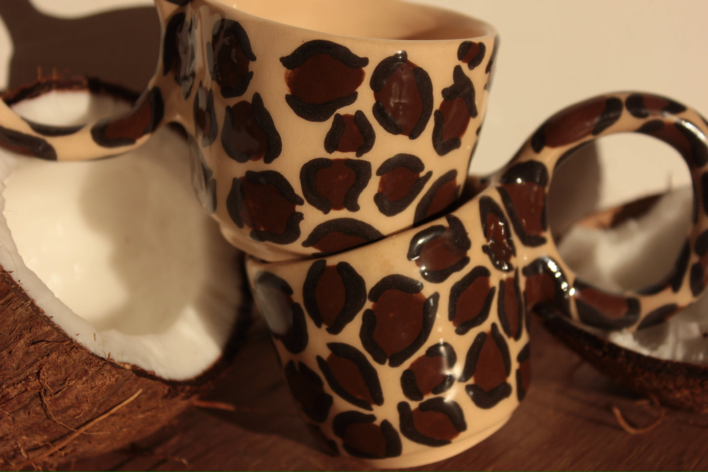 Handmade Leopard Print Ceramic Espresso Cup – Small Boho Coffee Cup | Artisan Pottery Gift