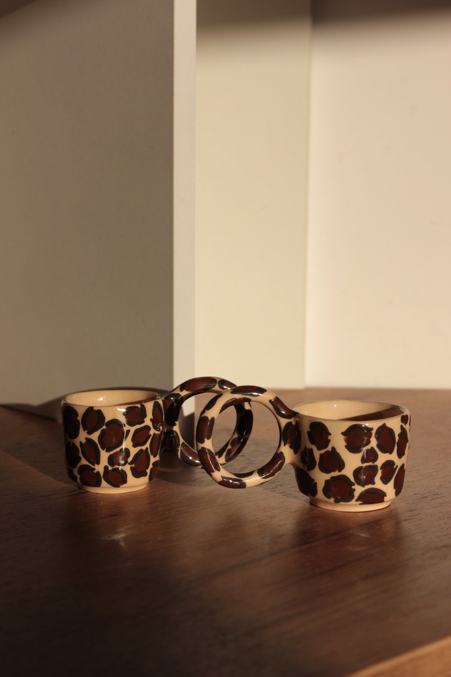Handmade Leopard Print Ceramic Espresso Cup – Small Boho Coffee Cup | Artisan Pottery Gift