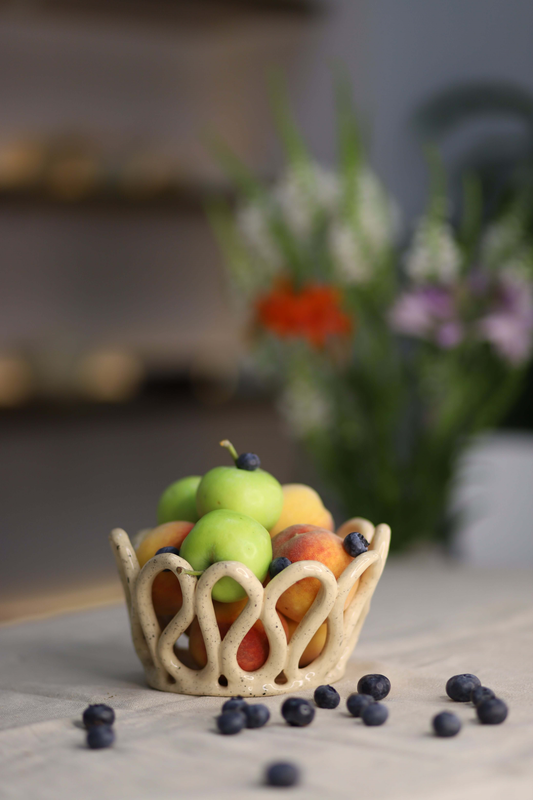 Handcrafted Ceramic Fruit Bowl | Open Weave Basket – Vilnotik Ceramics